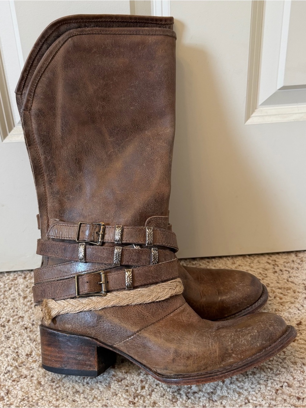 Freebird Drove Handmade Leather Boots in Distressed Brown, Size 9 - Picture 4 of 11
